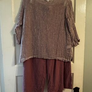 Pure Jill Linen 2-piece outfit in Soft Mauve